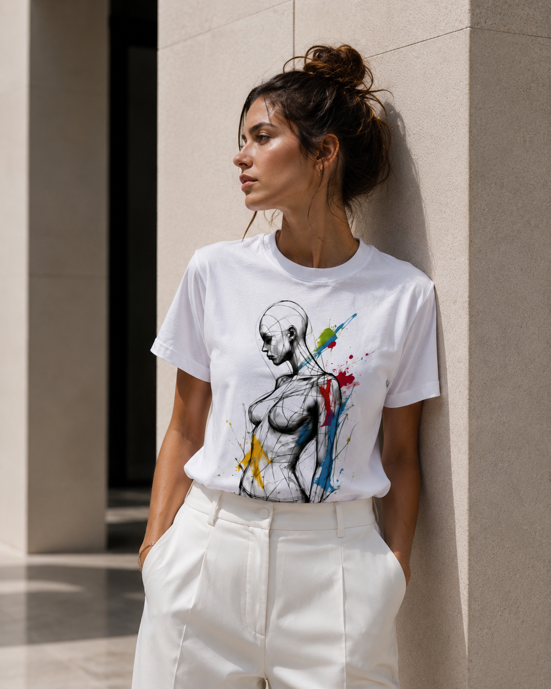 T-Shirt "Geometric Muse" – White Edition