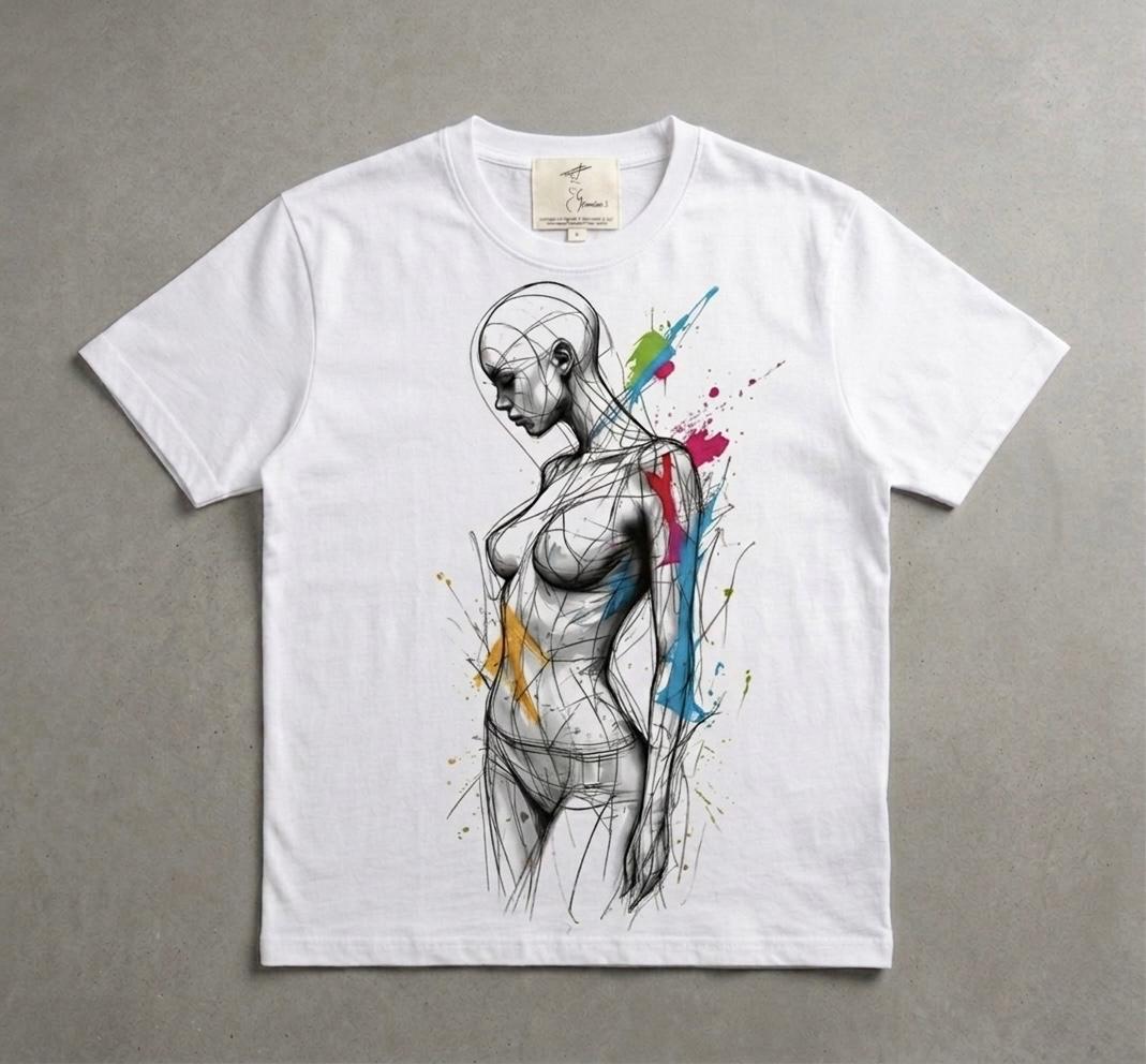T-Shirt "Geometric Muse" – White Edition